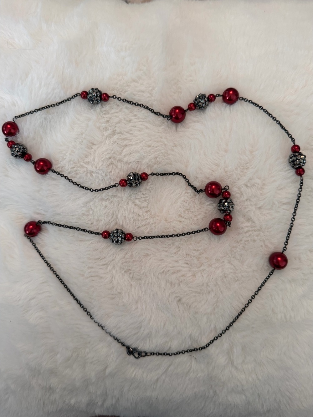Elegant Red Beaded Long Necklace